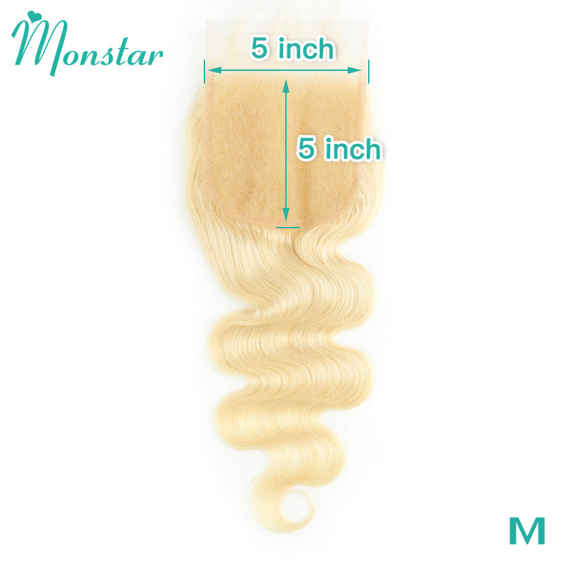 Monstar 5x5 Body Wave Lace Closure 8 - 22 Inch Brazilian Human Hair Closure Bleached Knots With Baby Hair, Blonde
Monstar 5x5 Body Wave Lace Closure 8 - 22 Inch Brazilian Human Hair Closure Bleached Knots With Baby Hair, Blonde
