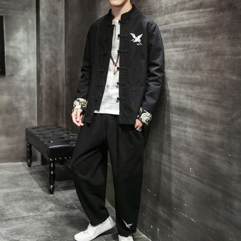 Sinicism Store 2020 Men Buckle Casual Spring Loose Tracksuit Mens Chinese Style Suit Sets Male Embroidery 2 Piece Sets Clothing, Black
Sinicism Store 2020 Men Buckle Casual Spring Loose Tracksuit Mens Chinese Style Suit Sets Male Embroidery 2 Piece Sets Clothing, Black