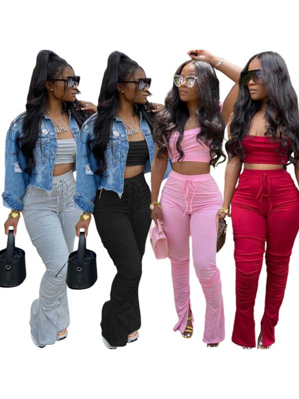 Women' Sportswear Yoga Set Summer Sexy Casual Slim Off-Shoulder Solid Tee Drawstring Pleated Pants Set For Females Fitness
Women' Sportswear Yoga Set Summer Sexy Casual Slim Off-Shoulder Solid Tee Drawstring Pleated Pants Set For Females Fitness