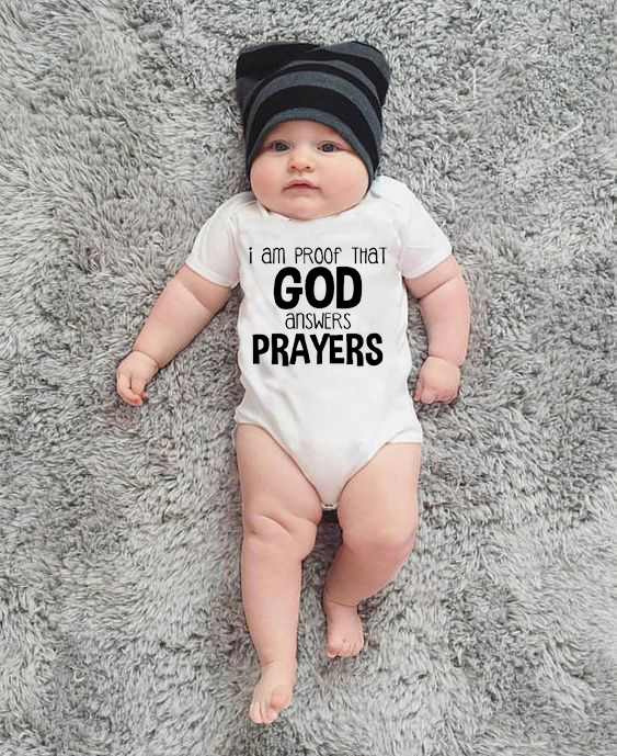Cute Infant Baby Boys Girls Jumpsuit I Am Proof That God Answers Prayers Print Letter Summer Bodysuits Cotton Outfits Clothes, Null-srpwh-
Cute Infant Baby Boys Girls Jumpsuit I Am Proof That God Answers Prayers Print Letter Summer Bodysuits Cotton Outfits Clothes, Null-srpwh-
