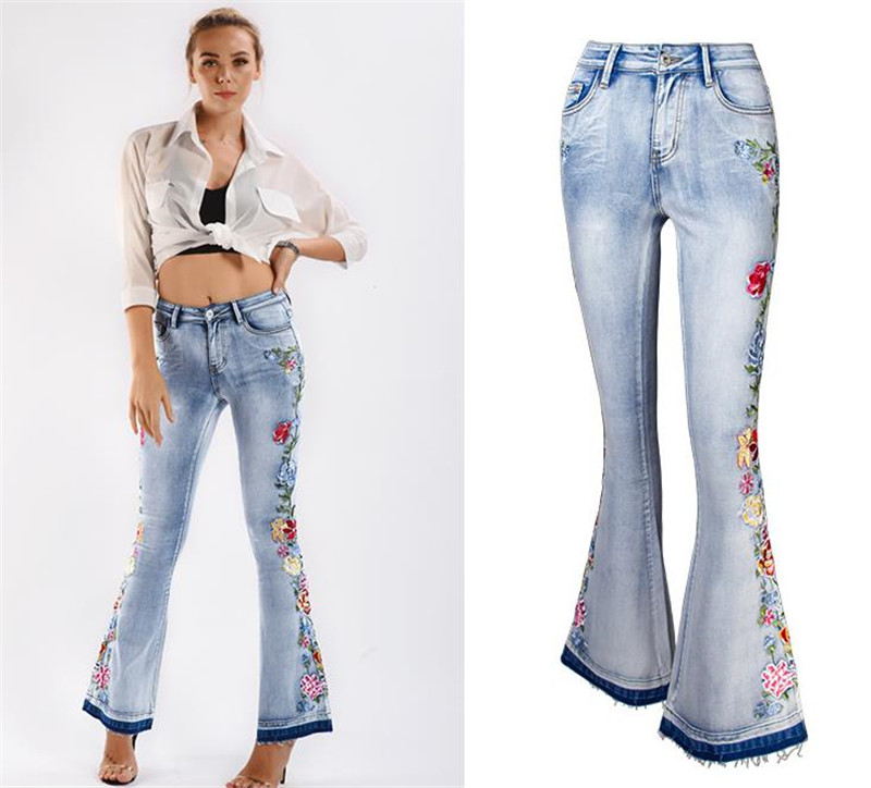 Autumn Winter Jeans Women Embroidered Florals High Waist Stretch Jeans Push Up Flares Bell Bottoms Slim Fit Pants Female Trouser, Blue
Autumn Winter Jeans Women Embroidered Florals High Waist Stretch Jeans Push Up Flares Bell Bottoms Slim Fit Pants Female Trouser, Blue