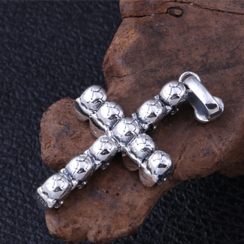 Punk style 925 sterling silver handmade designer jewelry antique silver vintage American European skull necklace pendants without chain