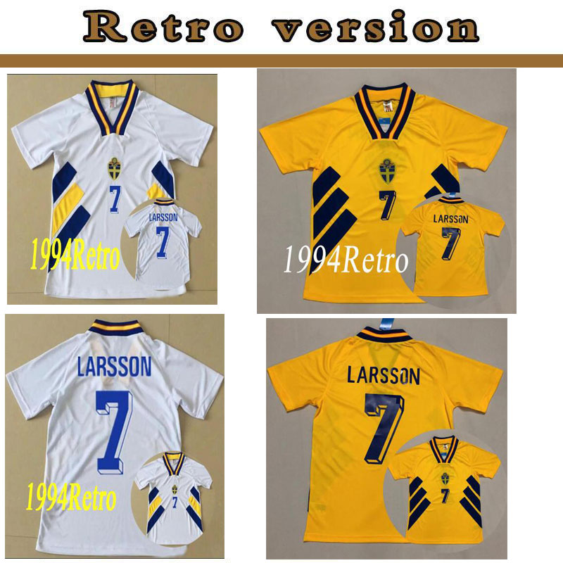 #11 BROLIN #10 DAHLIN #7 LARSSON 1994 Sweden soccer jersey home yellow Retro 94 classic antique Vintage Maillot away white football shirt
#11 BROLIN #10 DAHLIN #7 LARSSON 1994 Sweden soccer jersey home yellow Retro 94 classic antique Vintage Maillot away white football shirt
