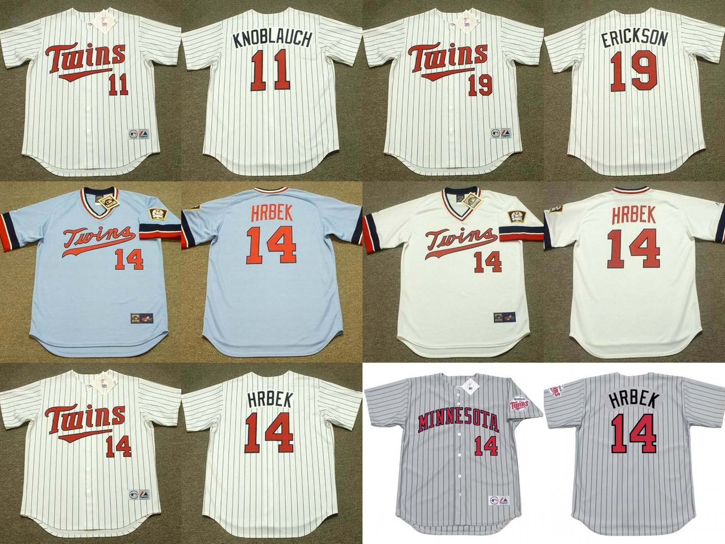 Minnesota 14 KENT HRBEK 19 SCOTT ERICKSON 16 FRANK VIOLA 36 JIM KAAT 34 KIRBY PUCKETT 11 CHUCK KNOBLAUCH Baseball Jersey, Black
Minnesota 14 KENT HRBEK 19 SCOTT ERICKSON 16 FRANK VIOLA 36 JIM KAAT 34 KIRBY PUCKETT 11 CHUCK KNOBLAUCH Baseball Jersey, Black