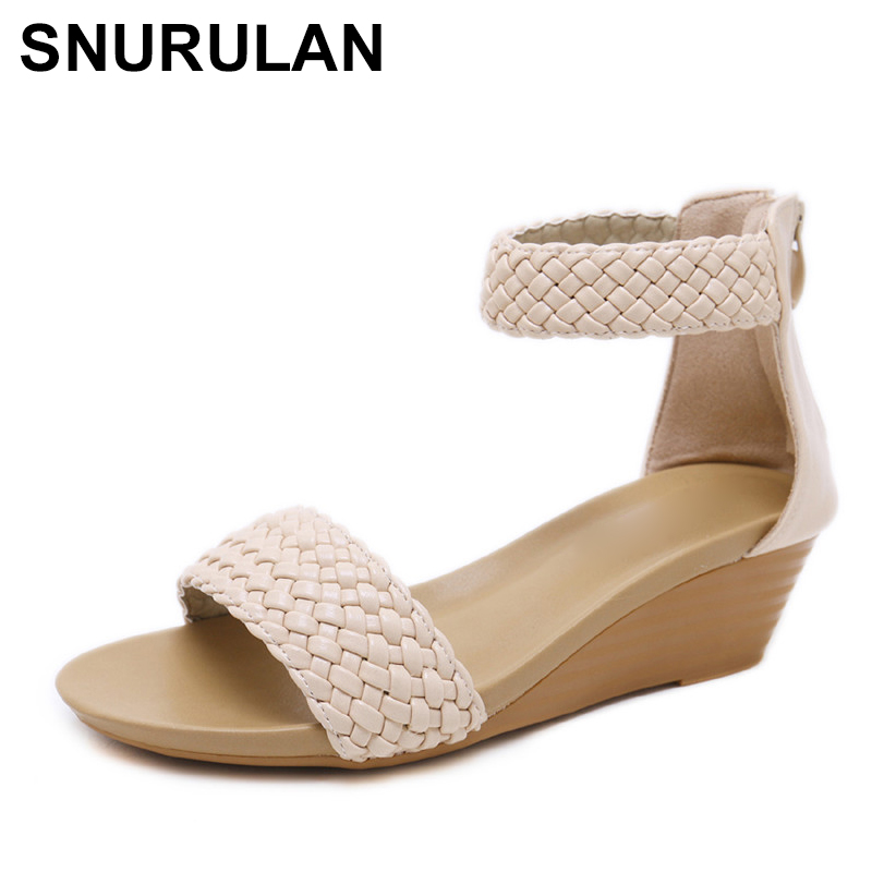 SNURULAN 2020 wedge sandals for women Bohemian woven knitted sandals with ankle strap casual Roman style shoes with medium heels, Apricot
SNURULAN 2020 wedge sandals for women Bohemian woven knitted sandals with ankle strap casual Roman style shoes with medium heels, Apricot