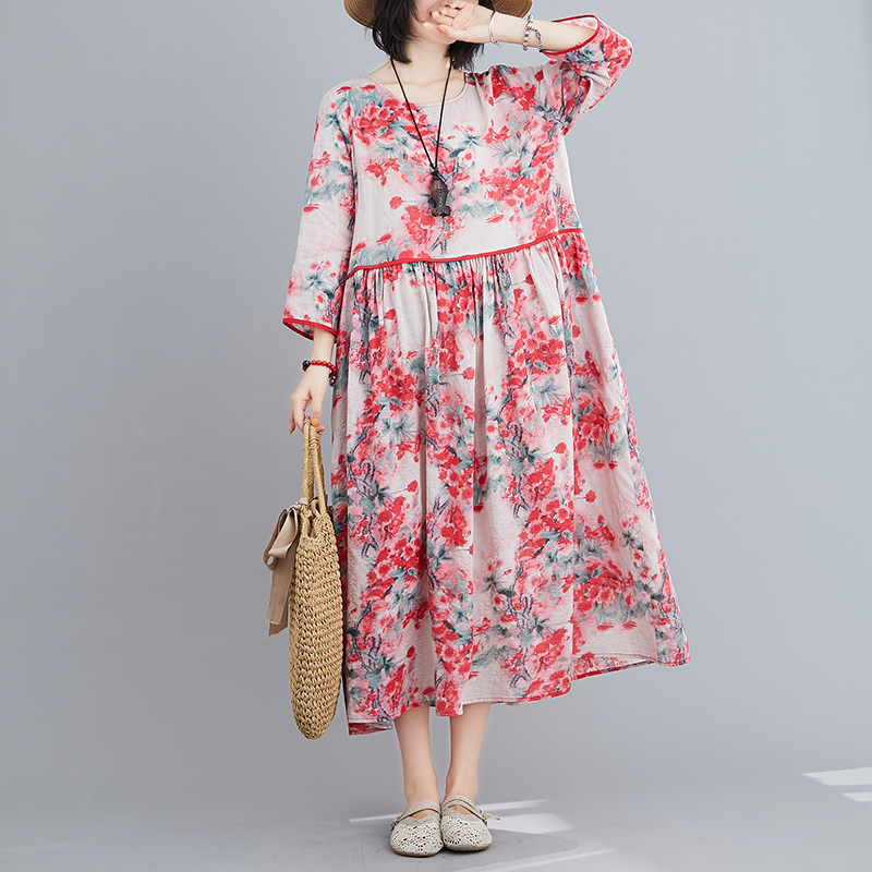 Summer And Autumn Three Quarter Sleeve Maternity Floral Dress Plus Size Fashion Printing Pregnant Women Cotton Linen Dress Loose, Red flowers
Summer And Autumn Three Quarter Sleeve Maternity Floral Dress Plus Size Fashion Printing Pregnant Women Cotton Linen Dress Loose, Red flowers