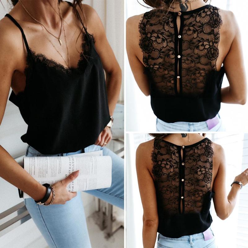 Summer Women Satin Silk Lace Tank Tops Vest Blouse Female Casual Crop Camisole Top Sexy Lace Solid Backless Vest, Black
Summer Women Satin Silk Lace Tank Tops Vest Blouse Female Casual Crop Camisole Top Sexy Lace Solid Backless Vest, Black