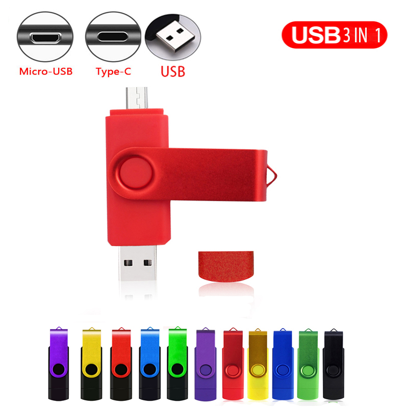 

OTG 3 IN 1 pen drive 128GB Type-C usb memory stick 64GB pendrive 32GB cle usb Key flash drive 16GB Micro usb 2.0 flash pen 8GB