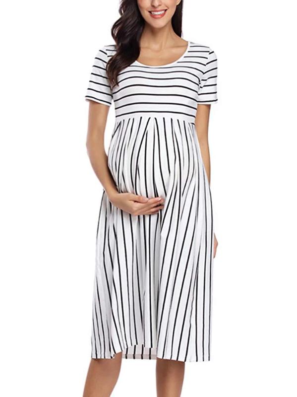 Women summer casual striped maternity dress short sleeve knee length pregnancy dresses clothing pleats baby shower dress, Pic
Women summer casual striped maternity dress short sleeve knee length pregnancy dresses clothing pleats baby shower dress, Pic