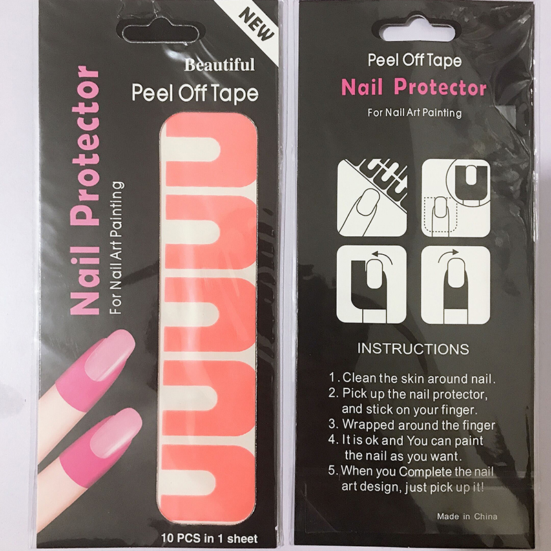 One-time Nail Polish Edge Anti-Flooding Patch U-shape Spill-proof Nail Polish Varnish Protector Stickers Holder Tool Finge Stickers