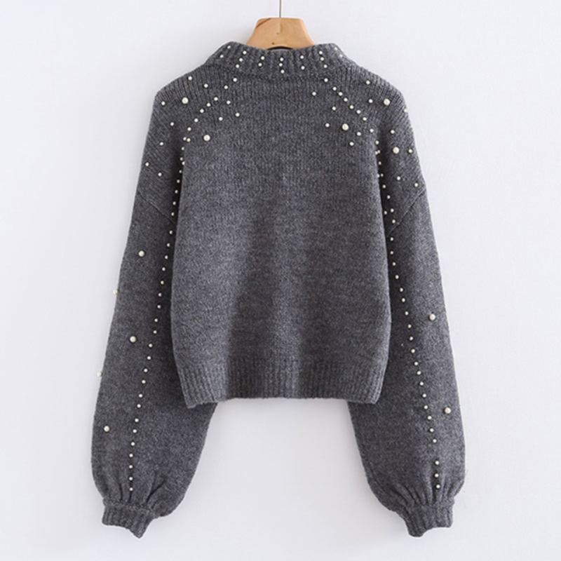 Women' Pullover 2020 Autumn Winter New O-neck Top Knit Sweater Women' Loose Pearl Decorative Long Lantern Sleeve Sweater, White
Women' Pullover 2020 Autumn Winter New O-neck Top Knit Sweater Women' Loose Pearl Decorative Long Lantern Sleeve Sweater, White