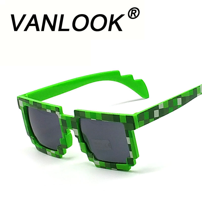 Pixel Glasses Deal with It Sunglasses Sun Points Green Blue Plaid