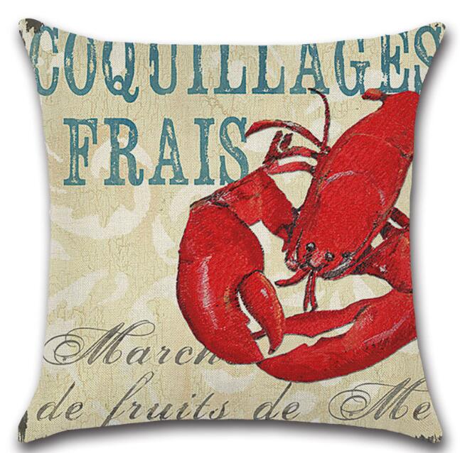 New marine theme series lobster crab Linen Throw Pillow Car Home Decoration Decorative Pillowcase cushion cover zChB1211602
