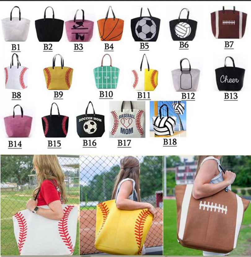 18style Baseball Bag Tote Canvas Handbags Softball Football Shoulder Bag Basketball Print Bags Cotton Sports Tote Soccer Handbag GGA3587-1
18style Baseball Bag Tote Canvas Handbags Softball Football Shoulder Bag Basketball Print Bags Cotton Sports Tote Soccer Handbag GGA3587-1