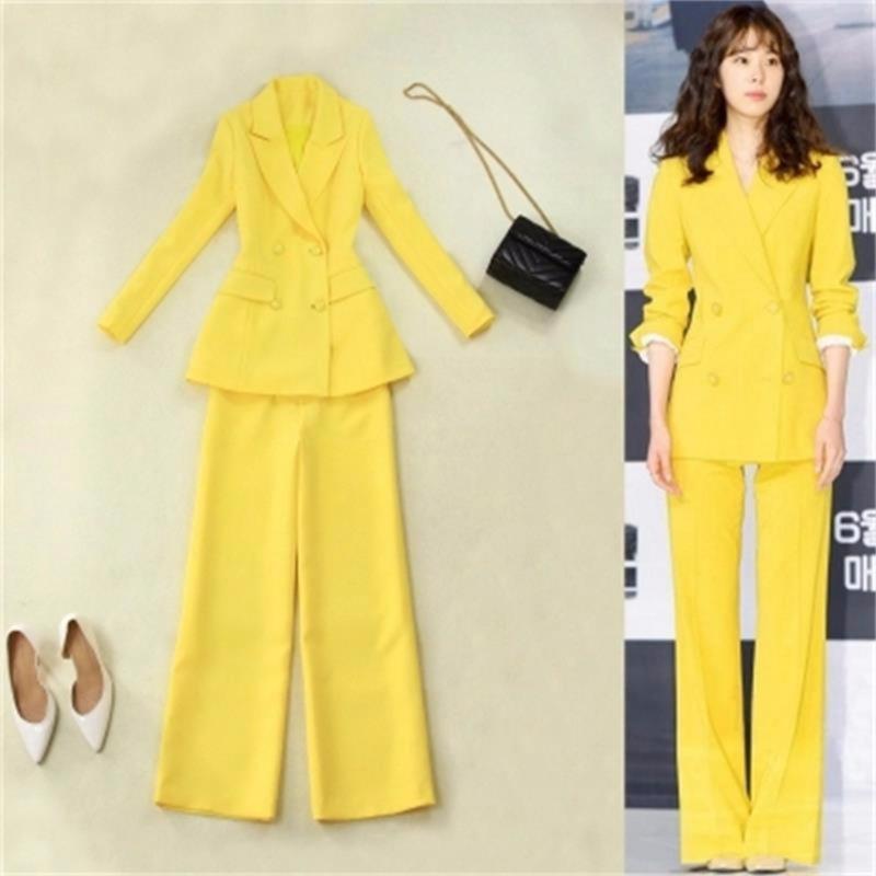 Womens Yellow Double Breasted Blazer Suit Business Office Wide Leg Pants Suit For Ladies Professional Jacket Trousers Set W53, Beige
Womens Yellow Double Breasted Blazer Suit Business Office Wide Leg Pants Suit For Ladies Professional Jacket Trousers Set W53, Beige