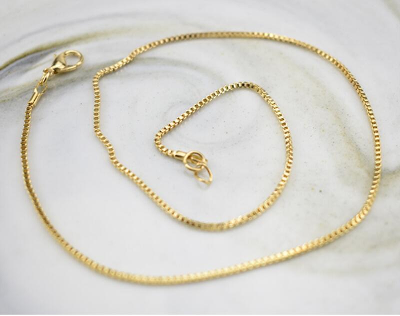 Venice Chain Men women Necklace silvery White K rose gold K gold 1.4MM Box Chain Necklace 16"/18"/20" for Pendants