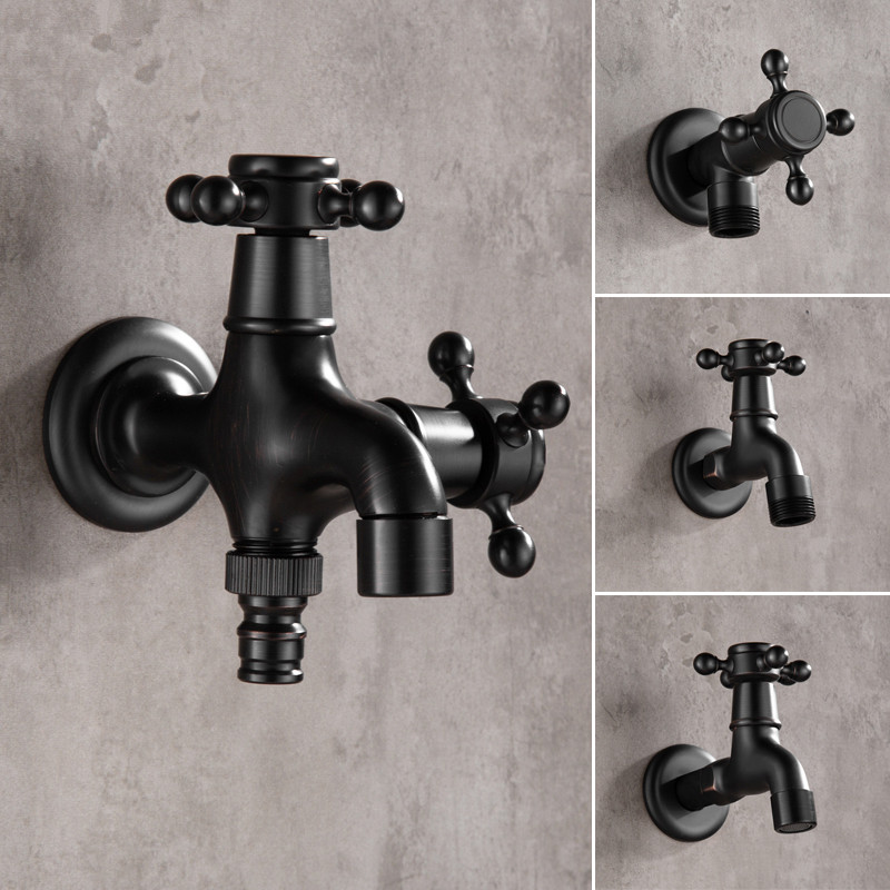 Modern Black bronze single cold tap Outdoor Faucet Garden Wall Bibcock Tap Bathroom Washing Machine mop taps