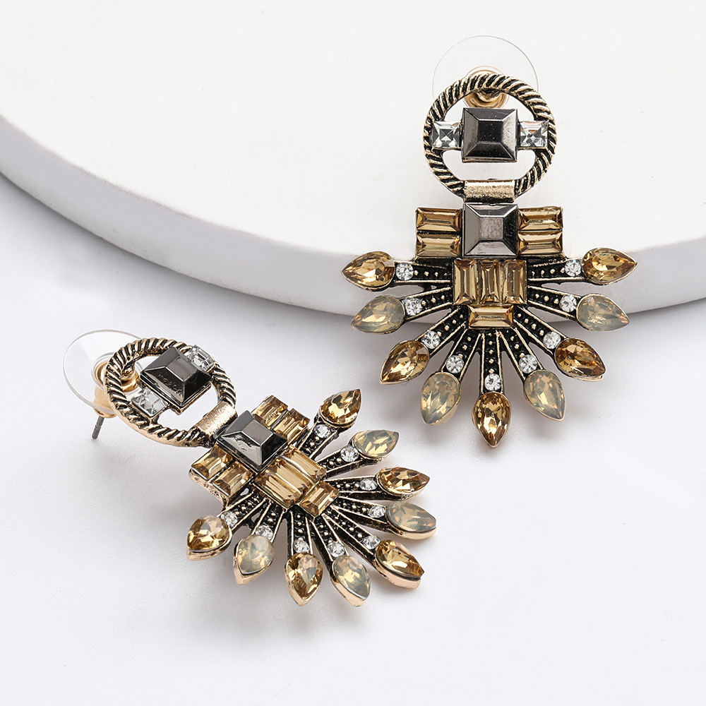 earrings new alloy Diamond rhinestone geometric earrings women Bohemian national style