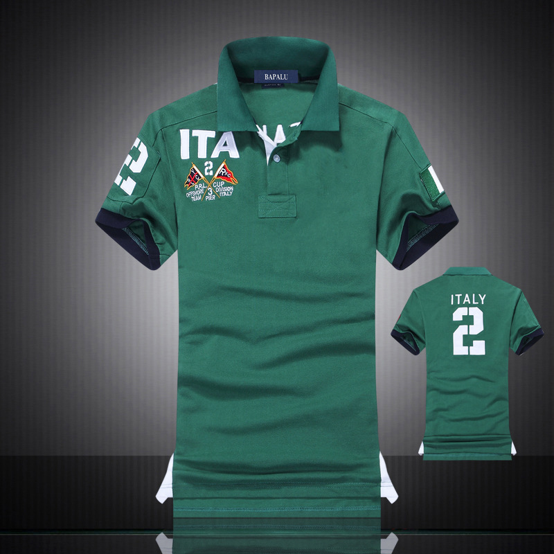 Explosive style lapel cotton short-sleeved polo shirt men's national style boating high