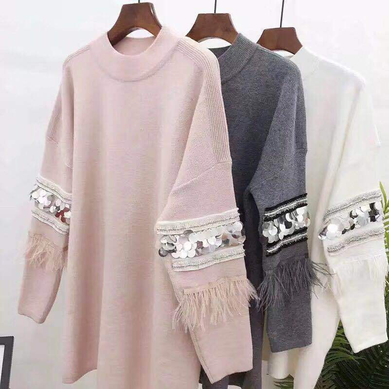 New Autumn Elegant Sequin Applique women sweaters and pullovers Feather Tassel long sleeve sweater pullover female loose jumpers, D00744 pink
New Autumn Elegant Sequin Applique women sweaters and pullovers Feather Tassel long sleeve sweater pullover female loose jumpers, D00744 pink