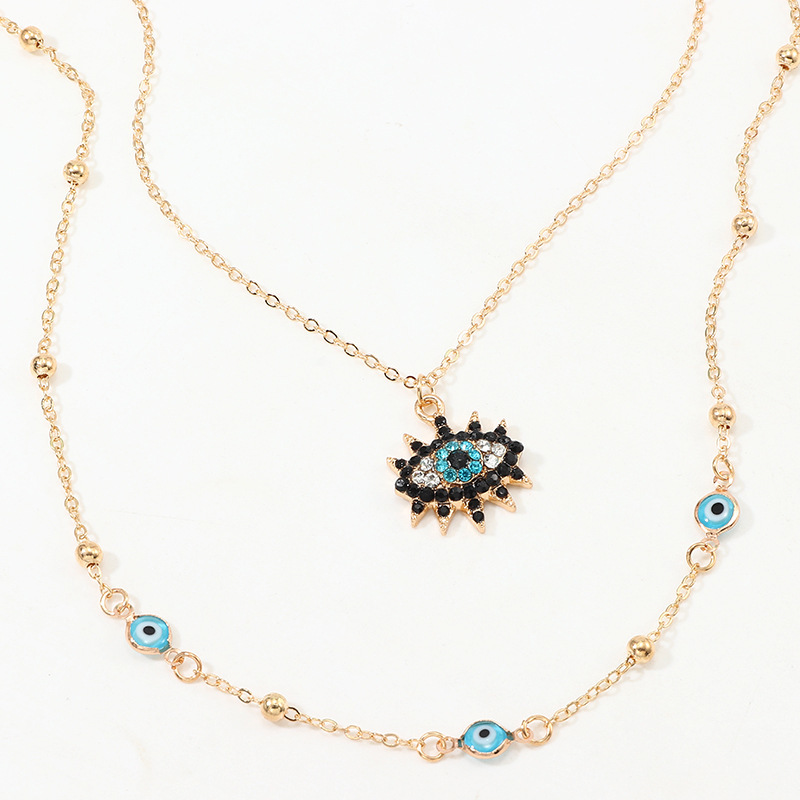 Vintage Fashion Evil Eye Necklace Pendant Clavicle Chain Statement Long Necklace Women Accessory Collares