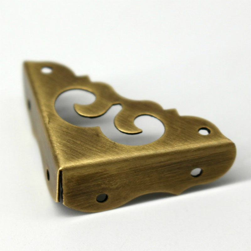 4pcs antique brass corner bracket furniture desk cabinet jewelry box wood box hardware corner guard hollow classic flower corner
