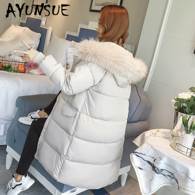 AYUNSUE Winter Jacket Women Korean Hooded Big Fur Collar Coat Women Jacket Warm Parka Long Chaqueta Mujer 9002 YY1494, White
AYUNSUE Winter Jacket Women Korean Hooded Big Fur Collar Coat Women Jacket Warm Parka Long Chaqueta Mujer 9002 YY1494, White