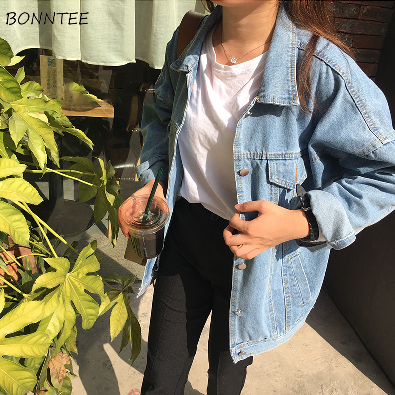 Jackets Women Retro Solid Denim Loose Turn-down Collar Pockets Womens Jacket Leisure All-match Trendy Korean Style Chic Simple, Blue
Jackets Women Retro Solid Denim Loose Turn-down Collar Pockets Womens Jacket Leisure All-match Trendy Korean Style Chic Simple, Blue