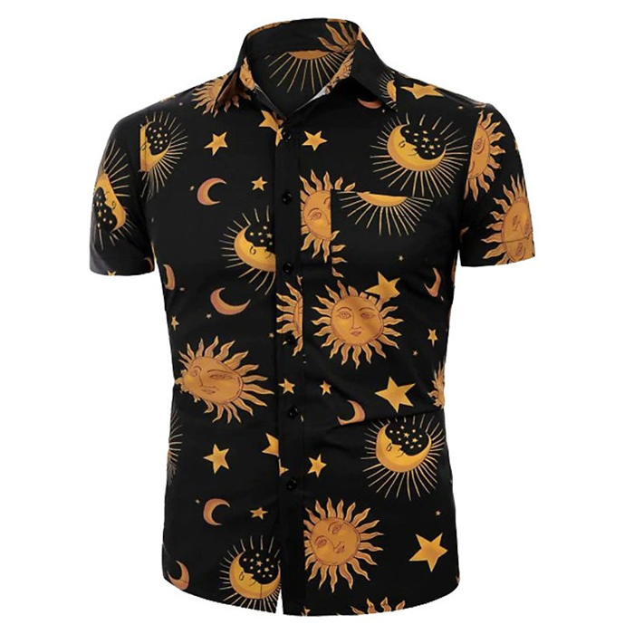 Mens Shirts Fashion Casual Summer Polyester Sun Star Moon Printing Casual Vacation Shirt Hawaii Casual Beach Short Sleeve S-XXL, As pic
Mens Shirts Fashion Casual Summer Polyester Sun Star Moon Printing Casual Vacation Shirt Hawaii Casual Beach Short Sleeve S-XXL, As pic