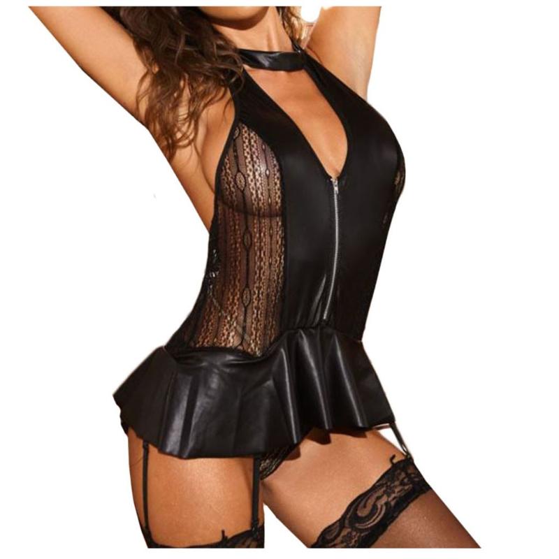 Fashion Sexy Lingerie Set Leather Lace Splice Hollow Out Lingerie With Garter Underwear Clubwear Bodysuit #YL10, Black
Fashion Sexy Lingerie Set Leather Lace Splice Hollow Out Lingerie With Garter Underwear Clubwear Bodysuit #YL10, Black