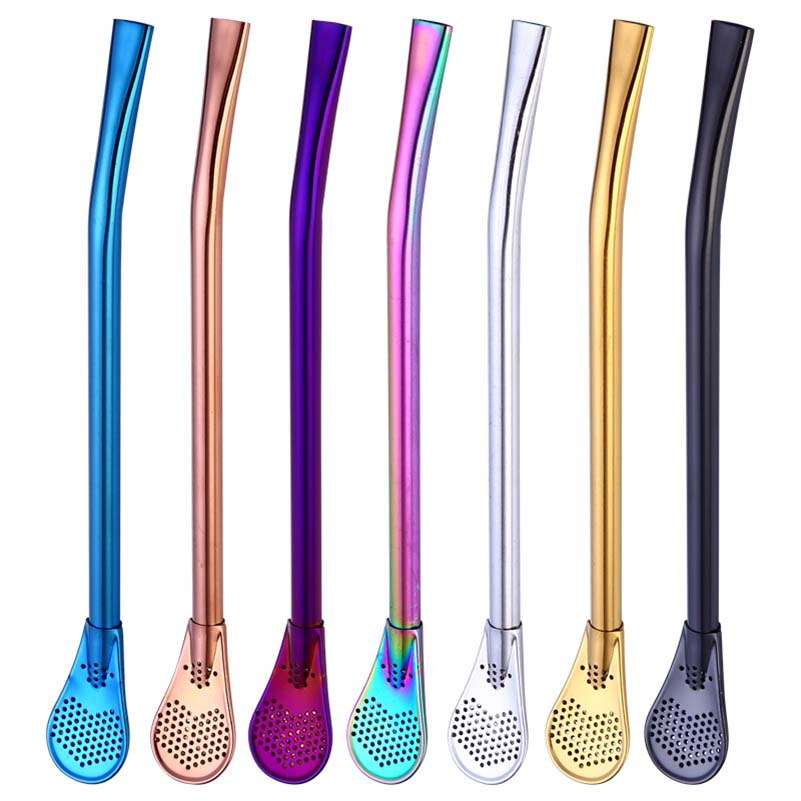 Stainless Steel Straws Colorful Filter Stirring Spoon Straws Reusable Rainbow Straws Tea Gourd Drink Accessories M2378 от DHgate WW