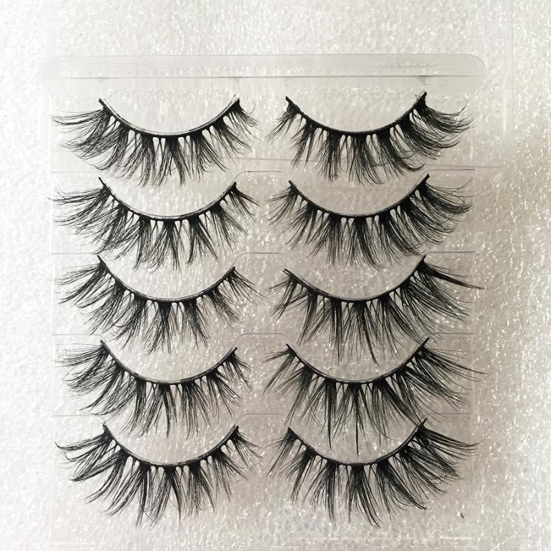 5 pairs 3D Mink Eyelashes Natural False Eyelashes Winged Lashes Soft Fake Extension Makeup Tools