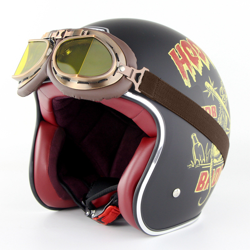 Motorcycle helmet retro men and women riding summer half helmet safety goggle suit protective, White 2 
Motorcycle helmet retro men and women riding summer half helmet safety goggle suit protective, White 2