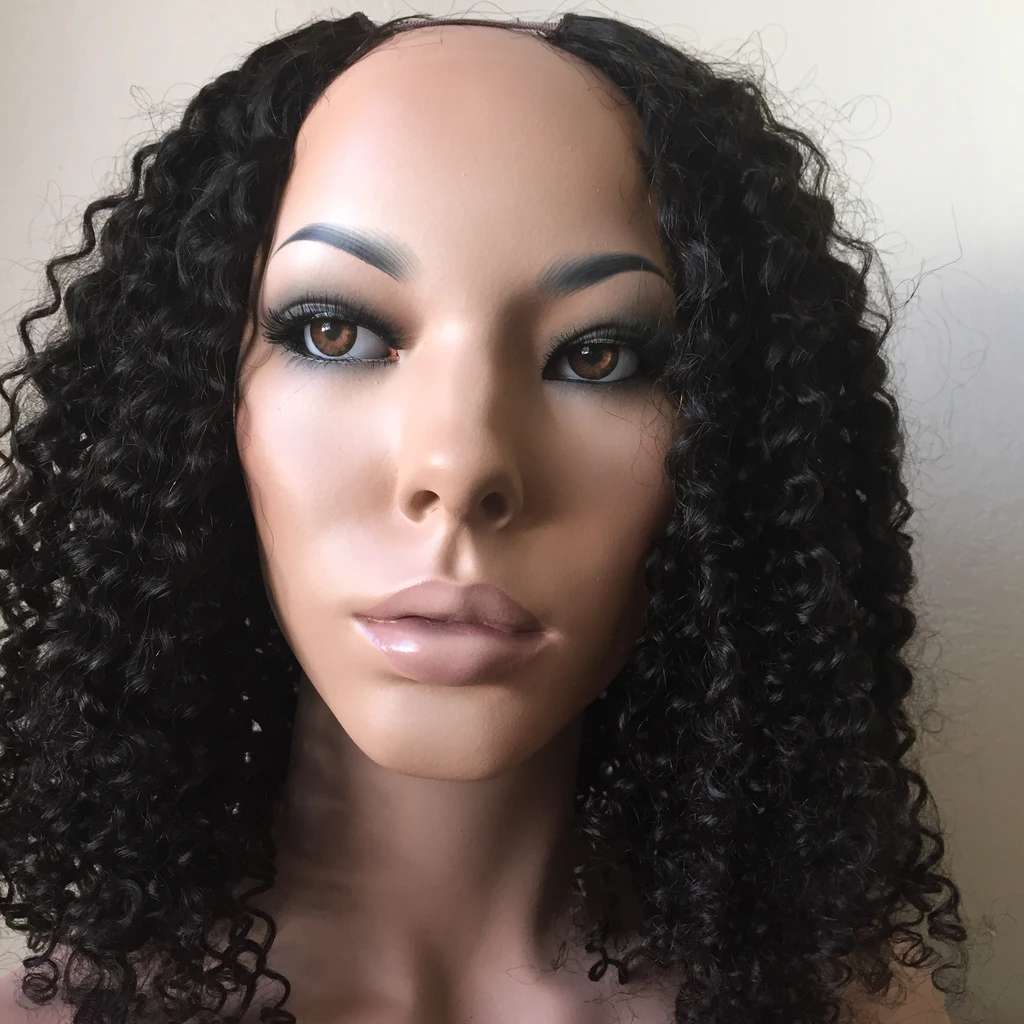 Cheap Kinky Curly U Part Wig Virgin Hair Gluless Peruvian Human Hair Upart Wigs deep Curly U-Part Wig 130% density