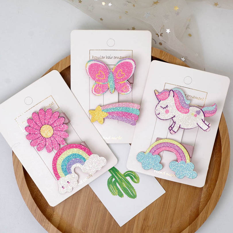 2pcs/set Unicorn glisten girls hair clips rainbow baby BB Clip Flower accessories Barrettes B1412, Multi-color
2pcs/set Unicorn glisten girls hair clips rainbow baby BB Clip Flower accessories Barrettes B1412, Multi-color