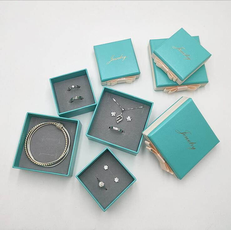 Super Quality Fashion Jewelry Boxes Packaging Set For Charms Necklaces Earrings Sier Rings Original Blue Box Womens Gift Bags Free shipping