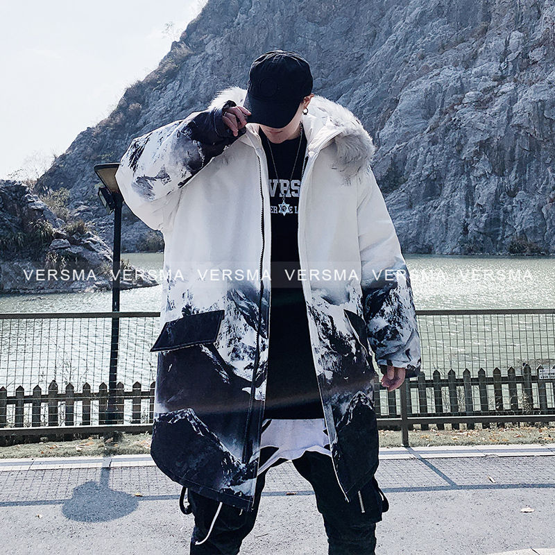 VERSMA Japanese Harajuku Graffiti Printed Hooded Padded Jacket Coat Men Parka Winter Retro Hip Hop Fur Collar Couple Jackets Men, White 
VERSMA Japanese Harajuku Graffiti Printed Hooded Padded Jacket Coat Men Parka Winter Retro Hip Hop Fur Collar Couple Jackets Men, White