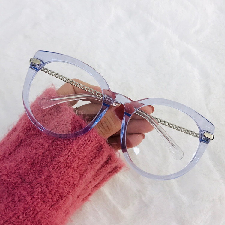 2020 new fashion design CH4568 women's wear chain design Cateye round glasses frame prescription glasses full package box UV400