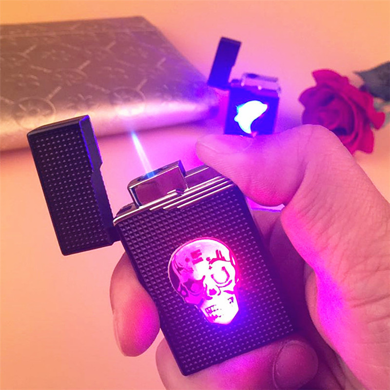 

Colorful LED Compact Butane Jet Lighter Torch Turbo Lighter Cigarette Smoking Accessories Gas 1300 C Windproof Cigar Lighters No Gas