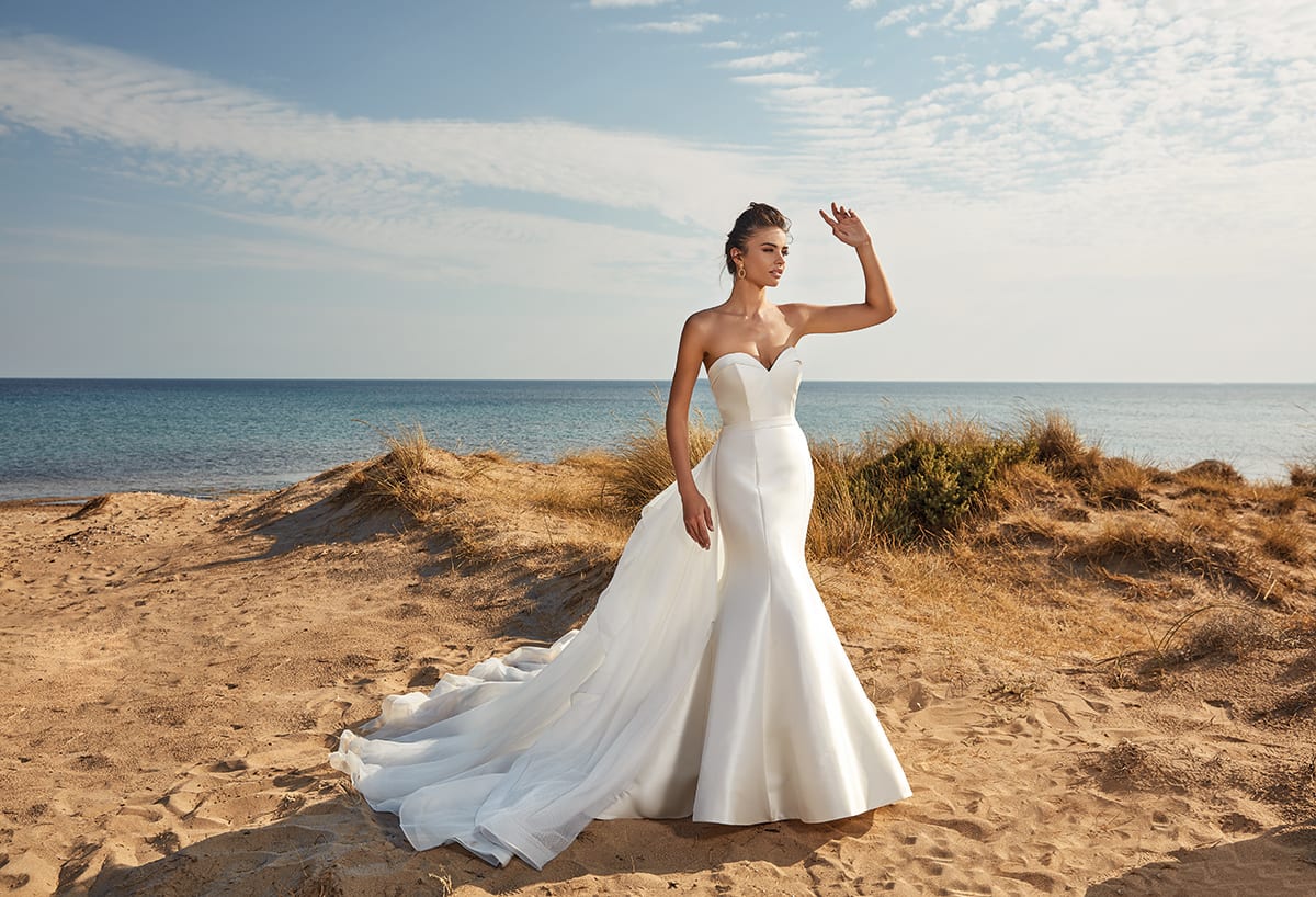 eddy k satin mermaid wedding dresses with deachable train beach bridal gowns sweep train satin backless wedding dress robes de marie