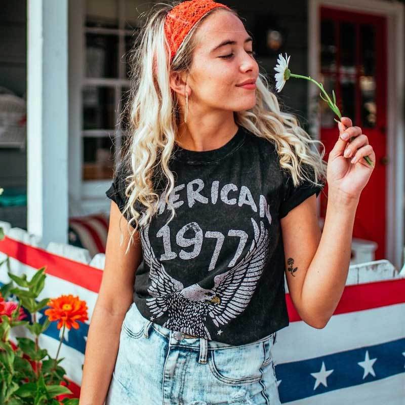 BOHO INSPIRED Graphic Tee black country roads t shirt women 2020 casual summer top boho t shirt new print t shirts female CX200713