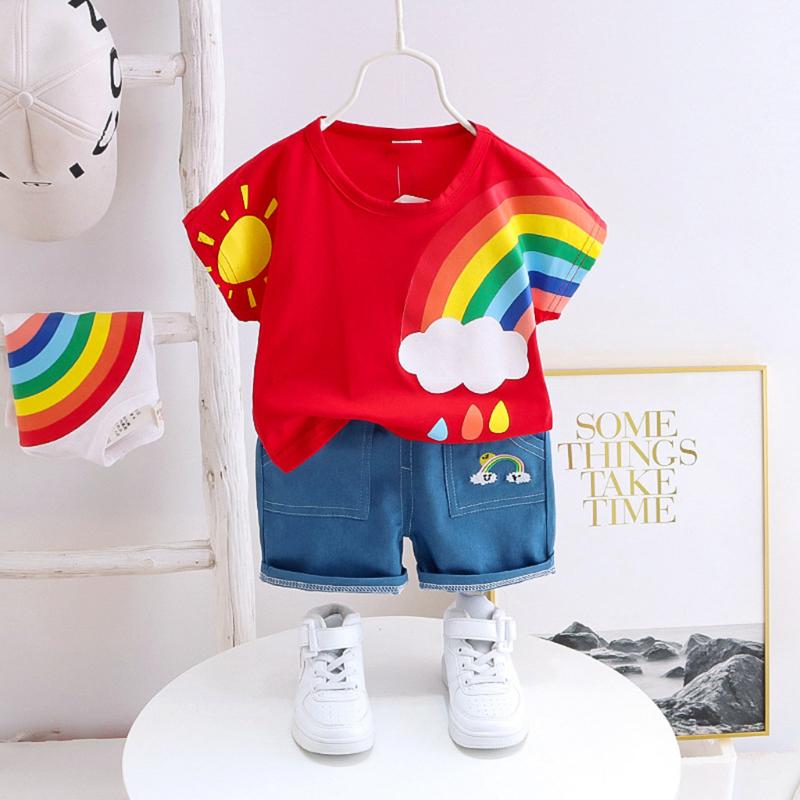 2020 Summer Toddler Infant Kids Baby Boys Clothes Short Sleeve Cartoon Rainbow Printed T-Shirt Jeans Denim Shorts Outfits Set#P4, Blue
2020 Summer Toddler Infant Kids Baby Boys Clothes Short Sleeve Cartoon Rainbow Printed T-Shirt Jeans Denim Shorts Outfits Set#P4, Blue