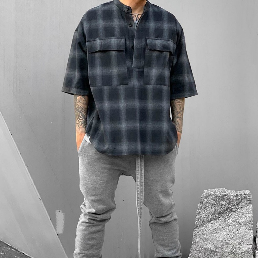 Black & Grey Oversized Flannel Shirt Neckline Short sleeve Pullover Shirts Patch At Back High Quality, White;black
Black & Grey Oversized Flannel Shirt Neckline Short sleeve Pullover Shirts Patch At Back High Quality, White;black