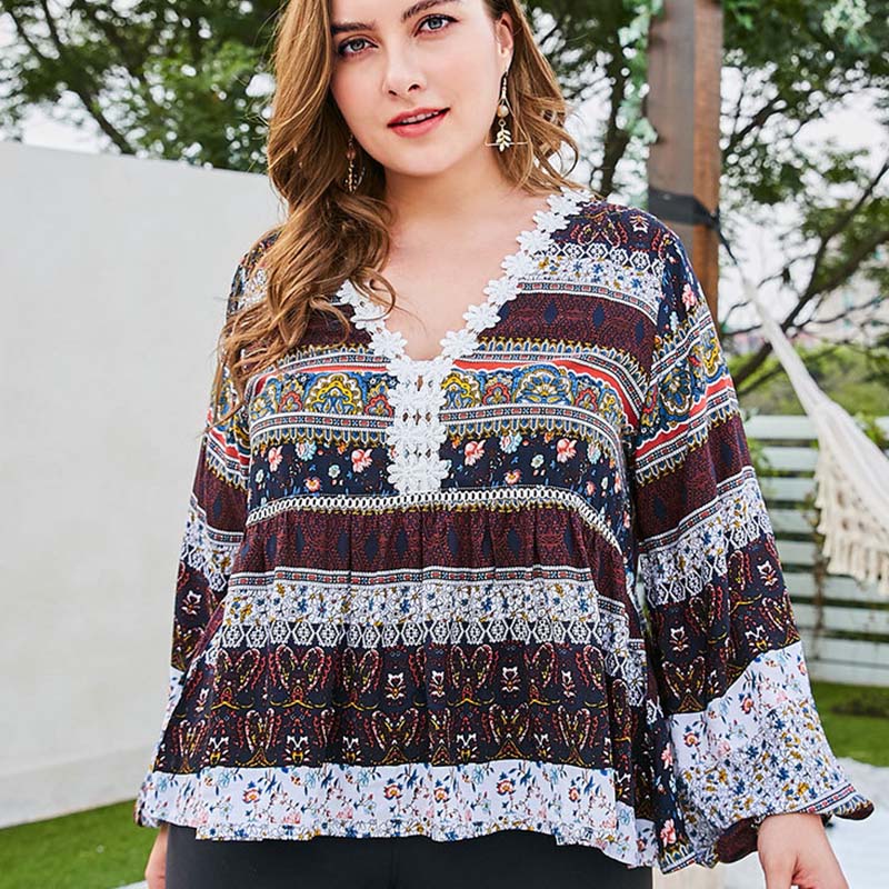 WHZHM Long Lantern Sleeve Plus Size 3XL 4XL tshirt Women Tees Party Loose Flower Casual Floral Print V-Neck Ladies Lace tshirt, Multi
WHZHM Long Lantern Sleeve Plus Size 3XL 4XL tshirt Women Tees Party Loose Flower Casual Floral Print V-Neck Ladies Lace tshirt, Multi