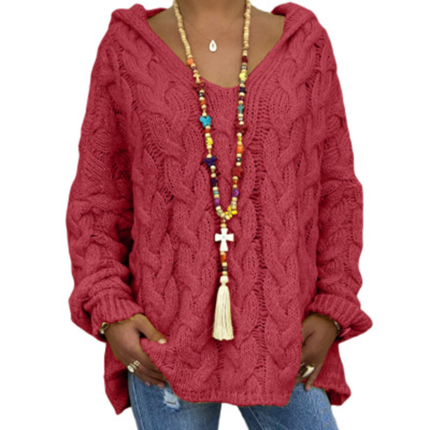 Spot Sweaters European-style autumn and winter sweater solid color twist knitted hoodies support mixed batch