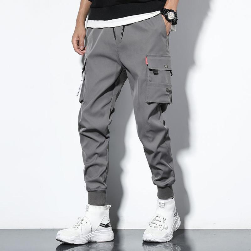 2020 Overalls men's summer thin trend tie leg Haroon nine minutes students quick dry loose casual pants for men