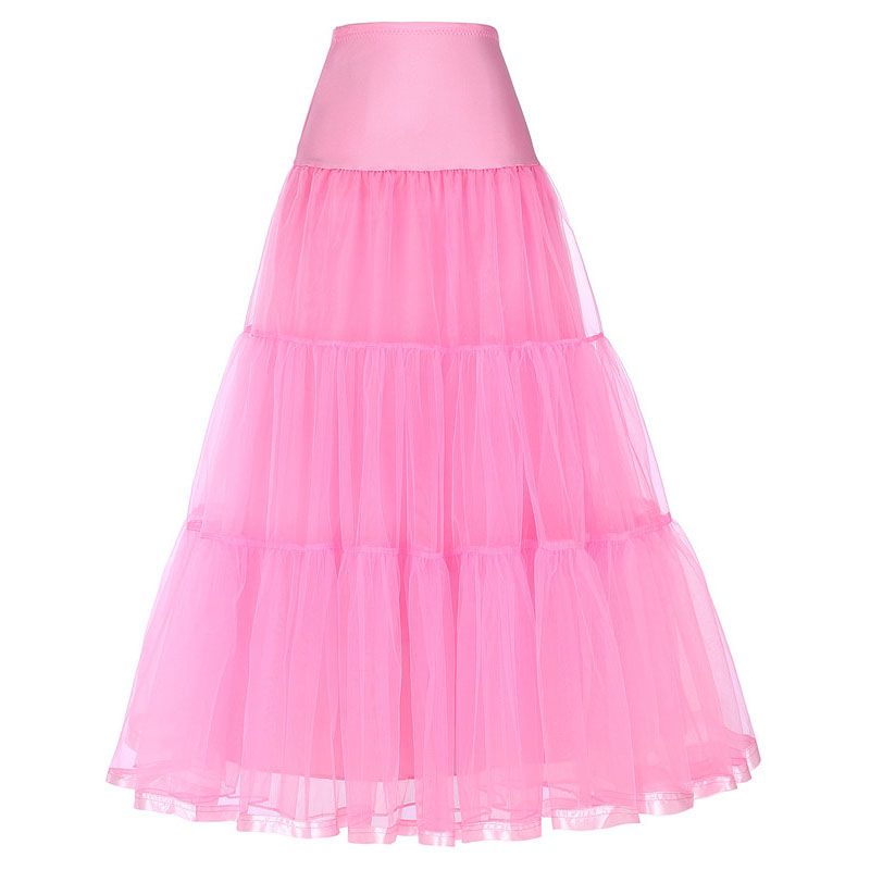 Women Black Red Retro Long Skirts For Wedding Fashion Vintage Skirt Crinoline Underskirt A-Line Empire Voile Tulle Petticoat