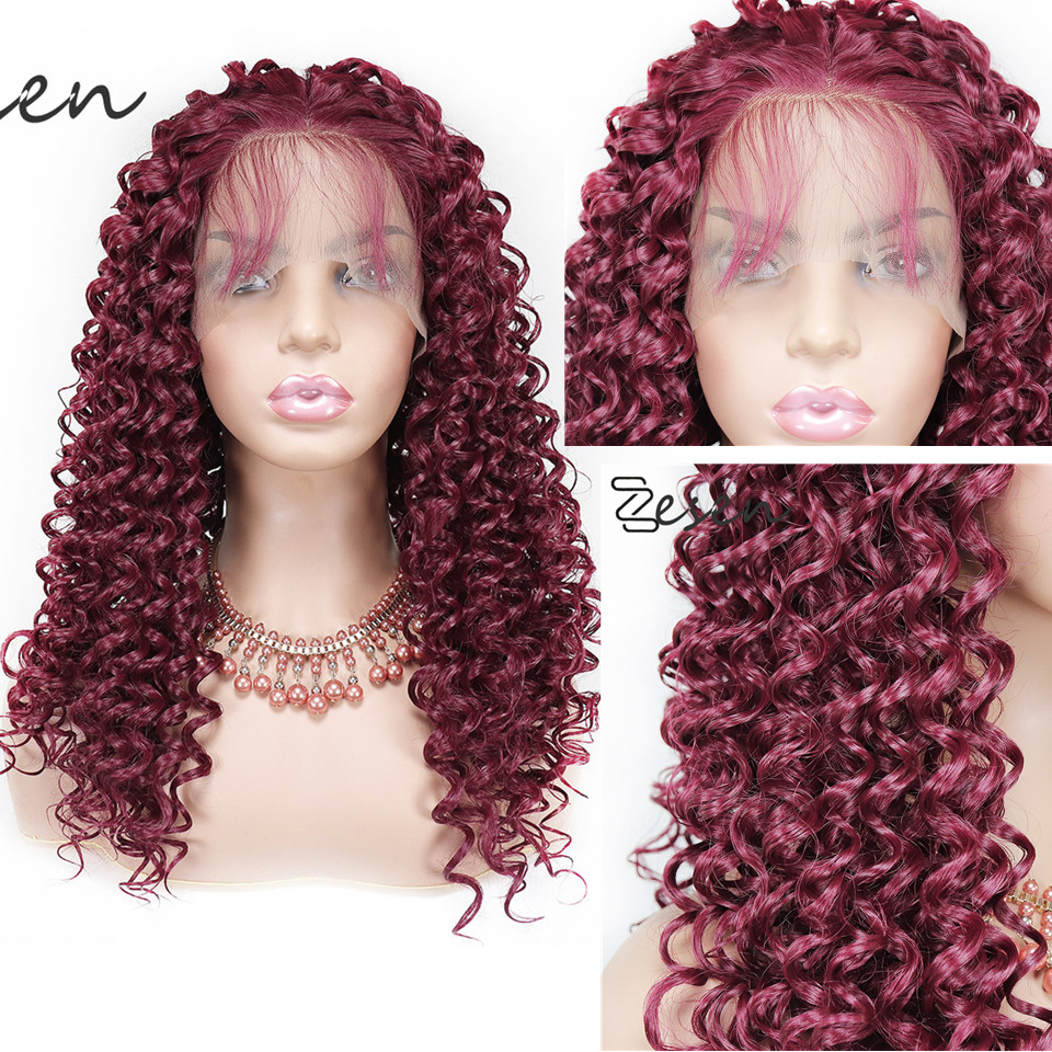 ZESEN 13x4 Synthetic Lace Front Wig 99j Dark Wine Colored Deep Wave Wigs free Part Hair Wig for Women, Burgundy
ZESEN 13x4 Synthetic Lace Front Wig 99j Dark Wine Colored Deep Wave Wigs free Part Hair Wig for Women, Burgundy