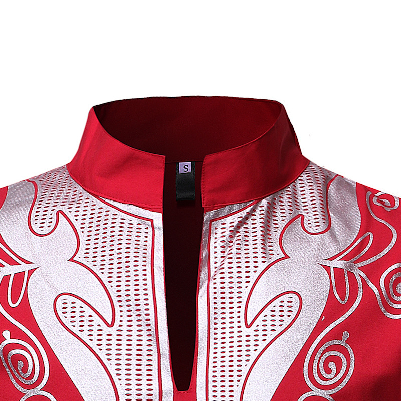 Mens Hipster African Dashiki Shirt Brand Mandarin Collar Tribal Gypsy Ethnic Shirts Men African Clothes Casual Hip Hop Clothing