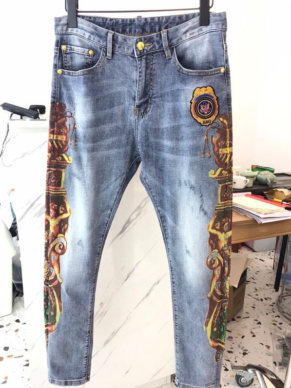 XZ700407 Fashion Men's Jeans 2020 Runway European Design party style Men's Clothing, As pic